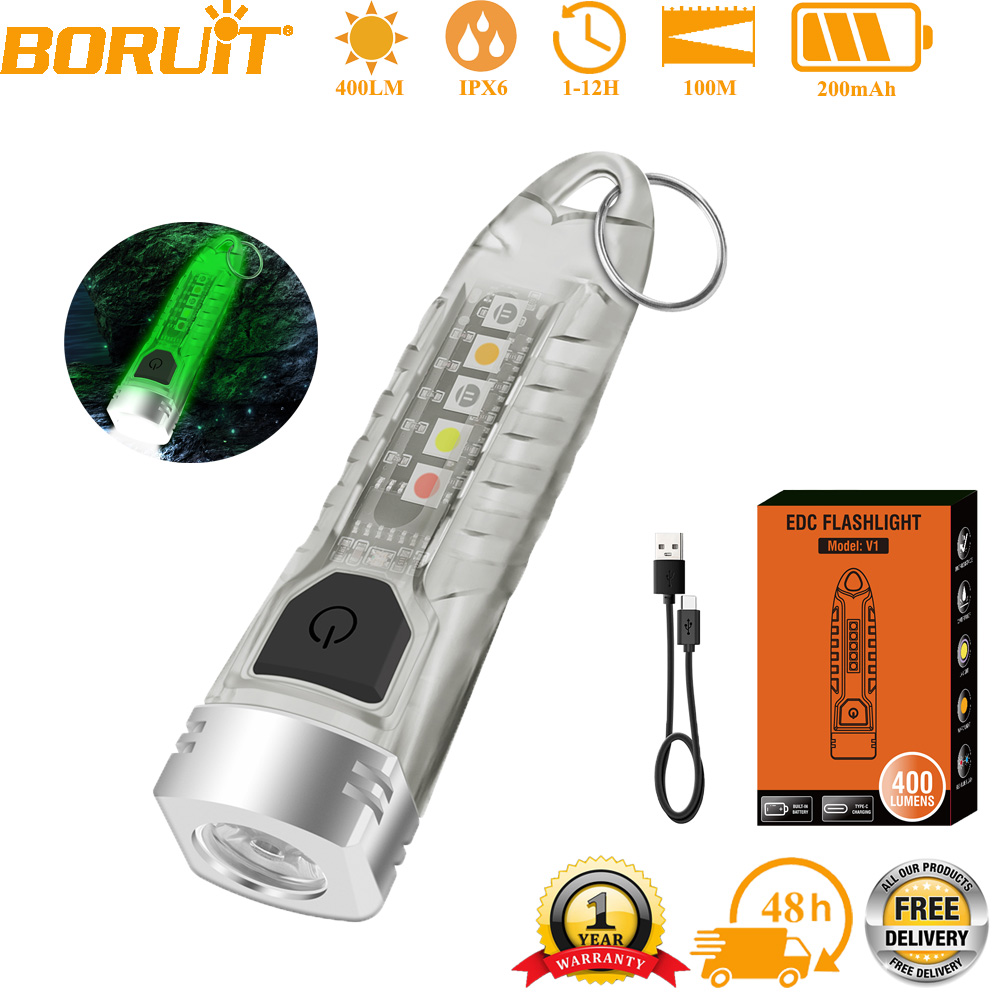 Outdoor Adventure Uva - BORUiT V1 LED-фонарик-брелок, портативный флуоресцентный EDC-фонарь,