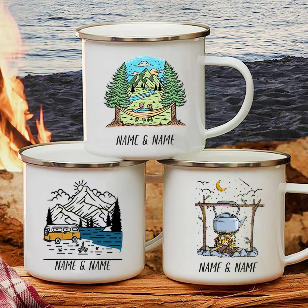 Outdoor Adventure Names - Эмалированная кружка с персонализированным именем для